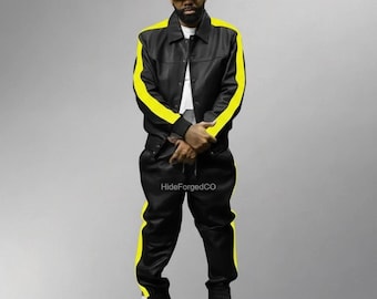 Handmade Sheepskin Leather Tracksuit - Men's Jogging Jacket & Pants