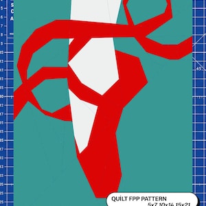 Geometrisches Patchworkmuster für Ballettschuhe (FPP) | Quiltblock-Vorlage für Foundation Paper Piecing | Modernes Quiltmuster (PDF)