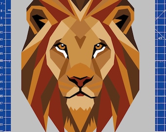 Modèle de patchwork géométrique Lion FPP | Gabarit de bloc de patchwork sur papier | Modèle PDF de quilt moderne