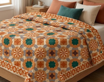 Geometriskt FPP-lapptäckemönster | Mall för quiltblock med papperslappverk | Modernt quiltmönster i PDF-format