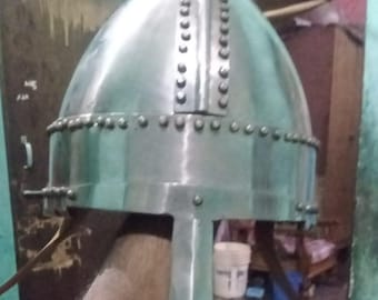 Norse Warrior Helmet Steel Armor, Viking Nasal Helmet, Medieval Costume Headgear, LARP Equipment.