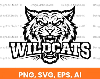 Wildcats Mascot PNG SVG, T-Shirt Design, Digital Download