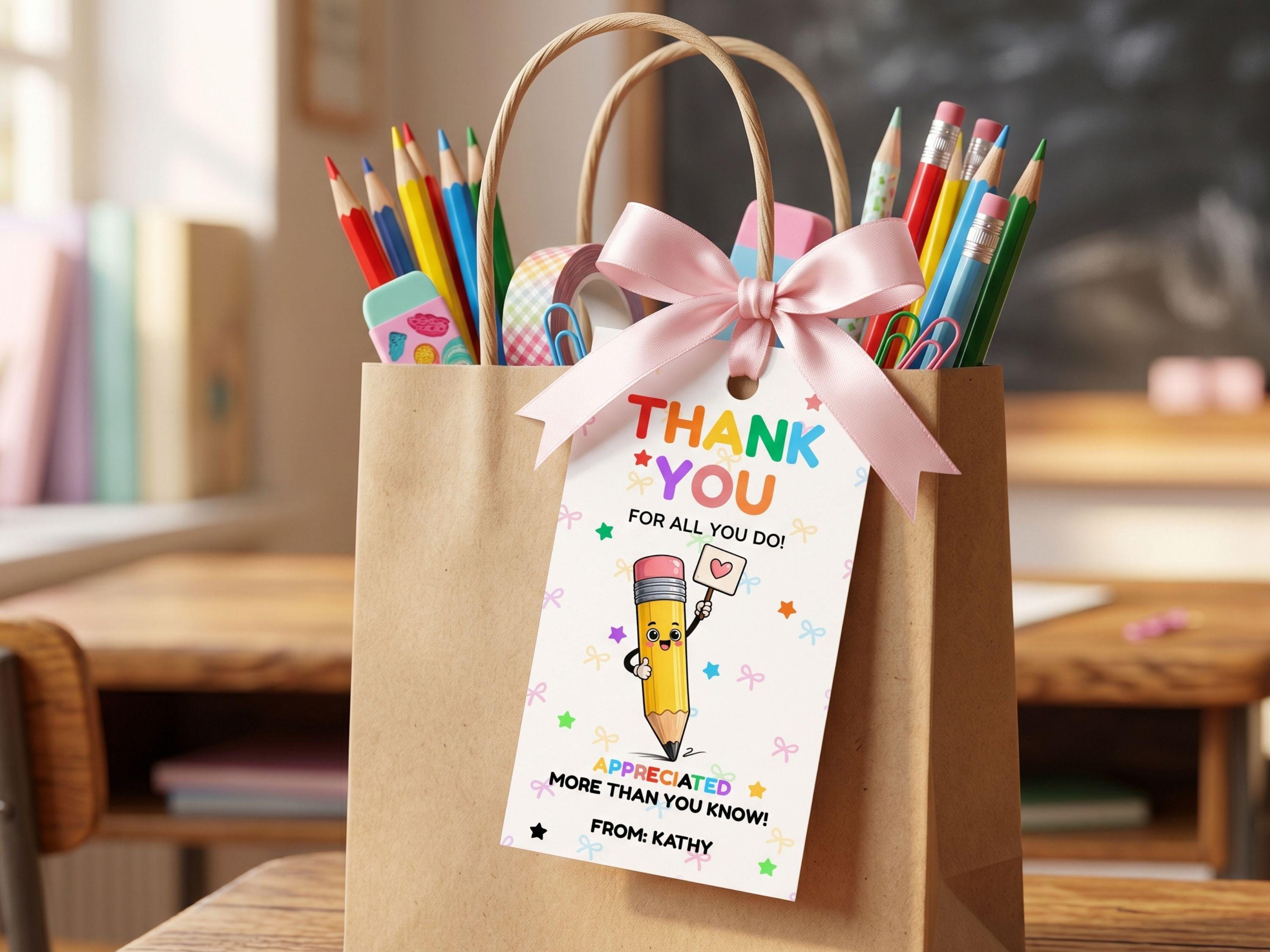 Teacher Appreciation Gift Tag Printable | Pencil Thank You for All You ...