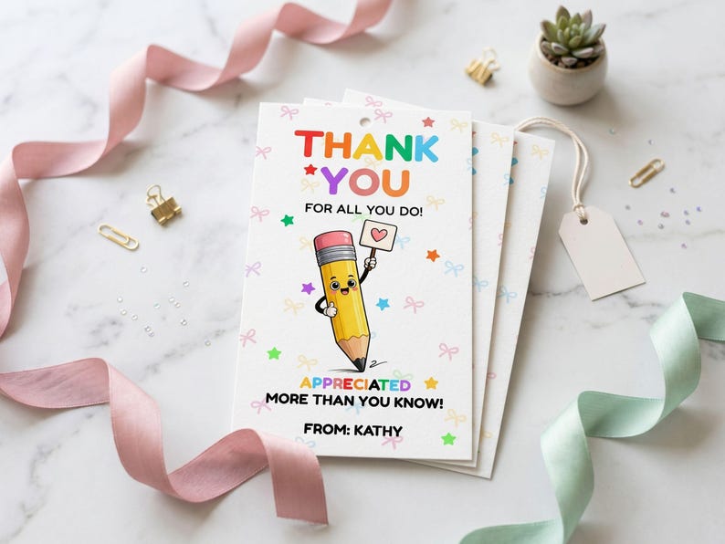 Teacher Appreciation Gift Tag Printable | Pencil Thank You for All You ...