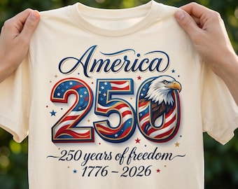 PNG del 250 aniversario de Estados Unidos, 1776-2026 Diseño de sublimación de águila patriótica, PNG para camiseta del 4 de julio, descarga digital de celebración de EE. UU.