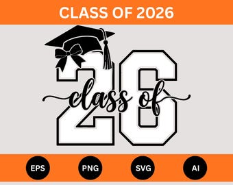 Diseño PNG de sublimación para la promoción de 2026, camiseta de graduación para chica de último año, descarga digital de lazo para birrete de graduación, Cricut SVG para graduación de 2026