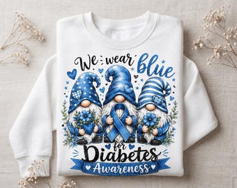 Diabetes Awareness Gnomes PNG | We are Blue Diabetes Design | Awareness Gift | Blue Ribbon (Digital Download)