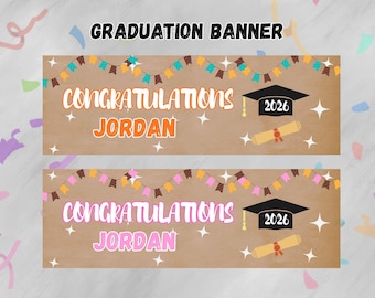 Plantilla editable para pancarta de graduación – Canva Graduation Sign (Descarga digital)