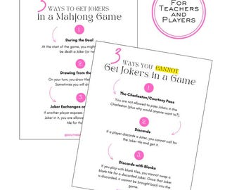 Editable Jokers Handout for Mahjong Classes / Teacher Class Printable
