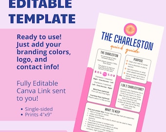 The Charleston Rack Card // Mahjong Card // Mahjong Template // Editable Template for Mahjong Classes