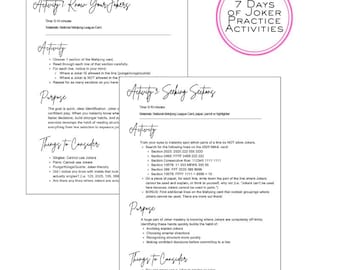 American Mahjong JOKER Practice Pages | 7-Day Skill Builder for Learning Jokers | Beginner-Friendly Mahjong Printable