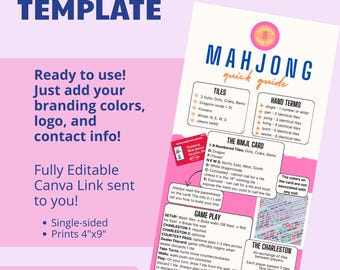 Mahjong Rack Card | Quick Guide | Marketing Card