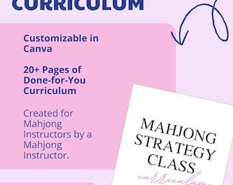 Plan de estudios de estrategia de Mahjong para profesores / Planes de lecciones de Mahjong americano + Materiales para estudiantes / Plantilla editable de Canva