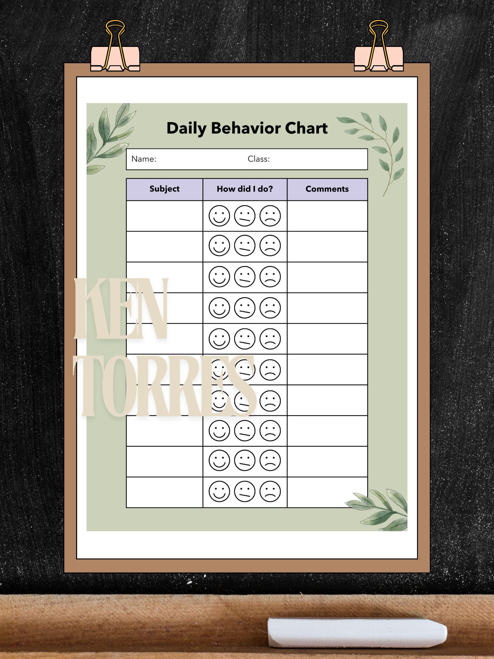 Editable Behavior Chart | Canva Template | Minimal Behavior Chart ...