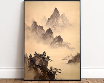 大型-オリジナル-墨絵-竹-白黒-日本画-水墨画-墨-侘び寂び-日本美術