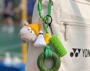 Benutzerdefinierte Name Badminton Taschenanhänger, Federball Griff Ring Schlüsselbund Accessoire