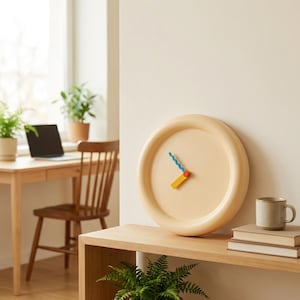 クリーミーなレトロ壁掛け時計 モダン サイレント ミニマリスト ヴィンテージスタイル カラフル ホームデコレーション