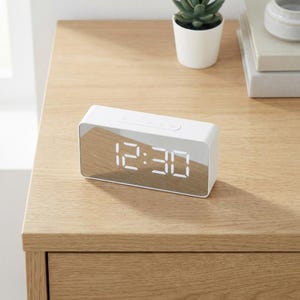 Minimalist Mirror LED Digital Alarm Clock with Temperature Modern Desk Decor