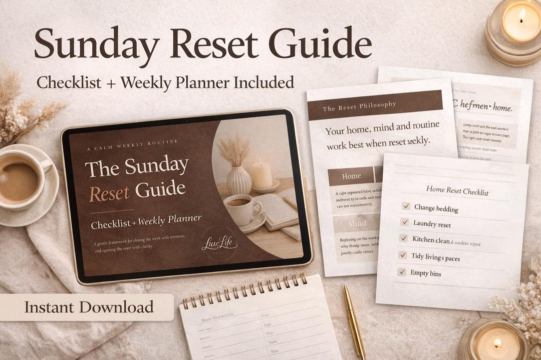 Sunday Reset Checklist.pdf Sunday Reset Routine Guide | Weekly Planner Checklist (digital Download ...