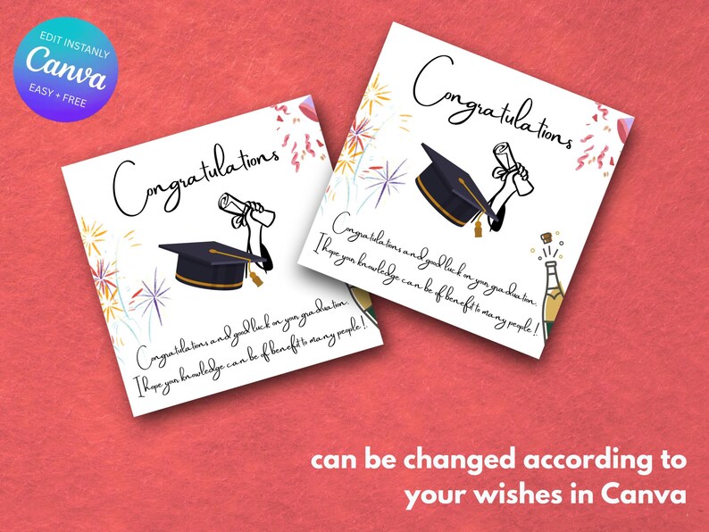 Graduation Card Cursive Editable Graduation Card Template | Congratulations Graduate (digital ...