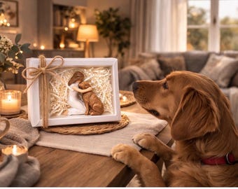 Dog Memorial Gift, Pet Loss Sympathy Gift, Woman Hugging Dog Figurine, Dog Lover Gift, Loss of Dog Keepsake, Pet Remembrance Statue