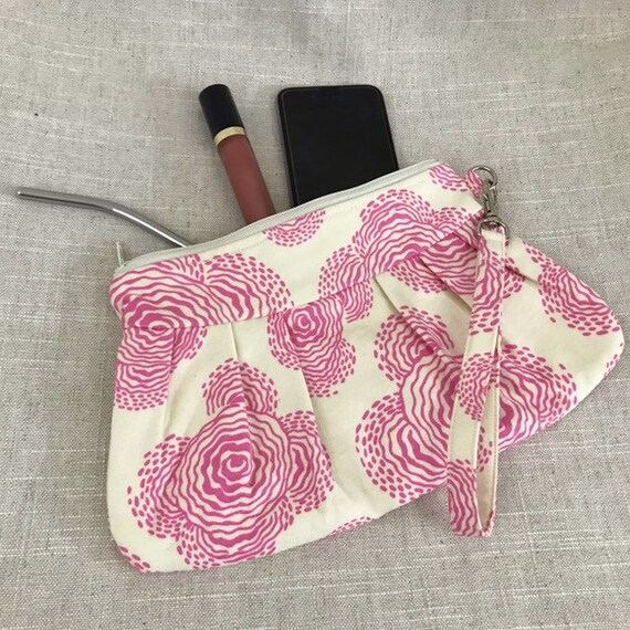 Pink Floral Clutch Bag