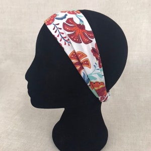 Boho Headband Red Medallion Cotton Fabric Headbands for Women Head Wrap Yoga Headband Floral Festival Pregnancy Activewear Fitnes image 4