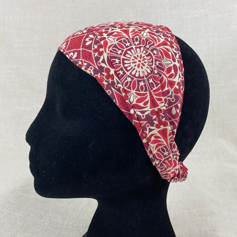 Boho Headband Red Medallion Cotton Fabric Headbands for Women Head Wrap Yoga Headband Floral Festival Pregnancy Activewear Fitnes image 1
