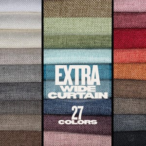 Pode incluir: Uma coleção de amostras de tecido para cortinas extra largas, dispostas em três colunas verticais com um total de 27 cores distintas. O material texturizado é mostrado em vários tons, incluindo branco, cinza, verde, azul, vermelho e preto.