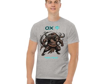 Os (牛) T-shirt met Chinese dierenriem, Mystiek manga os grafisch T-shirt, Astrologisch aardteken os shirt, Hemels Aziatisch sterrenbeeld top, Esoterisch cadeau