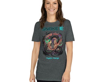 Snake 蛇 Chinese Zodiac T-Shirt, Mystic Manga Serpent Graphic Tee, Astrology Fire SNAKE Sign Shirt, Celestial Asian Constellation Top, Esoteri
