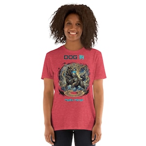 Dog 狗 Chinese Zodiac T-Shirt, Mystic Manga Dog Graphic Tee, Astrology Earth DOG Sign Shirt, Celestial Asian Constellation Top, Esoteric Gi