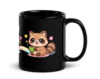 Kubek Kawaii Fox Rabbit Tanuki — Tryptyk Chibi Animal Trio — Wystrój przytulny pastelowy