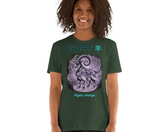 T-shirt met de Chinese dierenriemteken Geit (羊), mystiek manga-geiten-T-shirt, astrologisch shirt met het aardeteken (geit), top met een Aziatisch hemels sterrenbeeld, esoterisch