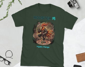 Haan 鸡 Chinese dierenriem T-shirt, Mystiek manga haan grafisch T-shirt, Astrologisch metalen Haan teken shirt, Hemelse Aziatische sterrenbeeld top, Esote