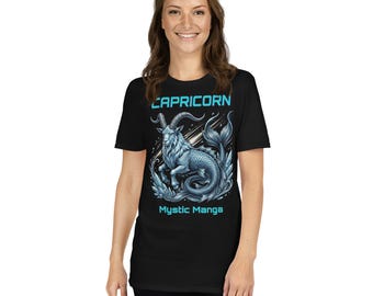 CAPRICORN Zodiac Sign T-Shirt, Mystic Manga Capricorne Graphic Tee, Astrology Terre Sign Shirt, Celestial Constellation Top, Esoteric Gift