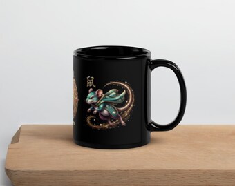 Rat 鼠 Chinese Zodiac Mug — Mystic Manga Rat Chinese Astrology — Cyberpunk Manga Design