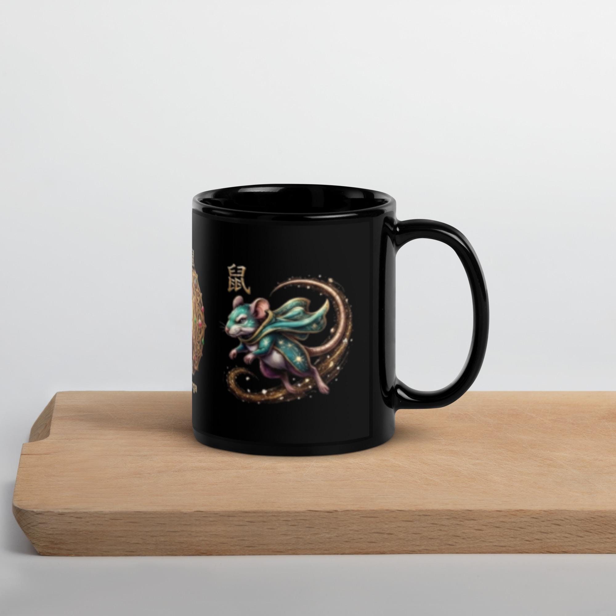 Rat 鼠 — Chinese Zodiac Mug, Cyberpunk Black