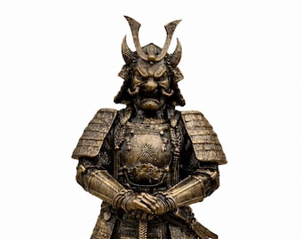 Samurai Statue Cold Cast Bronze Japanese Warrior Sculpture Bushido Decor (7.09 inches)