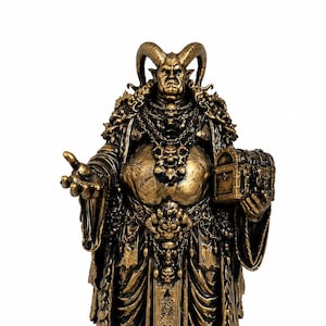 Mammonstaty, Demonherreskulptur, ockult gotisk dekor, polystone med bronsfinish (24 cm)