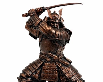 Statue de guerrier samouraï : bronze coulé à froid et sculpture en résine (22 cm)