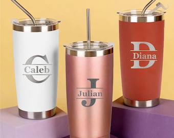 Custom Laser Engraved Tumbler, Personalized 20 oz Tumbler, Name Travel Mug, Stainless Steel water cup, Bridesmaid Tumbler, Insulated Tumbler