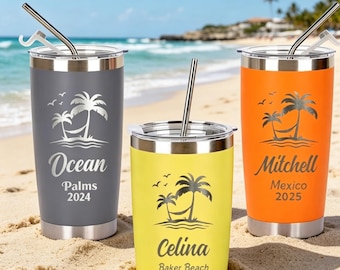 Laser Engraved Tumbler, Custom Name Travel Mug, Personalized 20 oz Tumbler, Stainless Steel water cup, Bridesmaid Tumbler, Insulated Tumbler