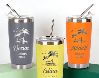 Personalized 20 oz Tumbler, Custom Name Travel Mug, Laser Engraved Tumbler, Stainless Steel water cup, Bridesmaid Tumbler, Insulated Tumbler