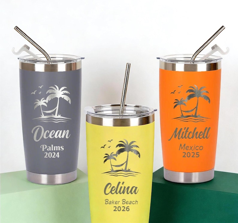 Personalized 20 oz Tumbler, Custom Name Travel Mug, Laser Engraved Tumbler, Stainless Steel water cup, Bridesmaid Tumbler, Insulated Tumbler imagen 1