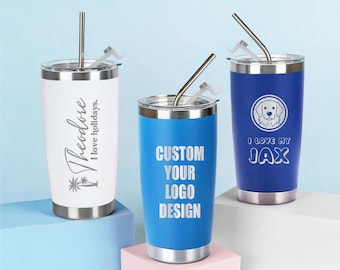 Custom Laser Engraved Tumbler, Personalized 20 oz Tumbler, Name Travel Mug, Stainless Steel water cup, Bridesmaid Tumbler, Insulated Tumbler