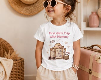Camiseta para el primer viaje de niñas, camiseta de vacaciones para mamá e hija, camiseta de viaje para niñas, conjunto para vacaciones familiares, camiseta de viaje para niñas, camiseta para niños, primeras vacaciones