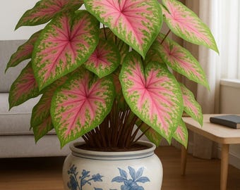 Bulbos de Caladium Princesa Rosa - Follaje moteado, planta estilo oreja de elefante que prefiere la sombra