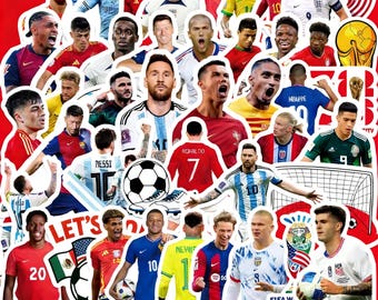 50 Stück 2026 WM Graffiti-Aufkleber Berühmte Fußballspieler Aufkleber, 2026 WM Fußball