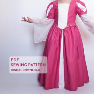 PDF Sewing Pattern – Margaux Dress for Kids – Renaissance & Medieval inspired